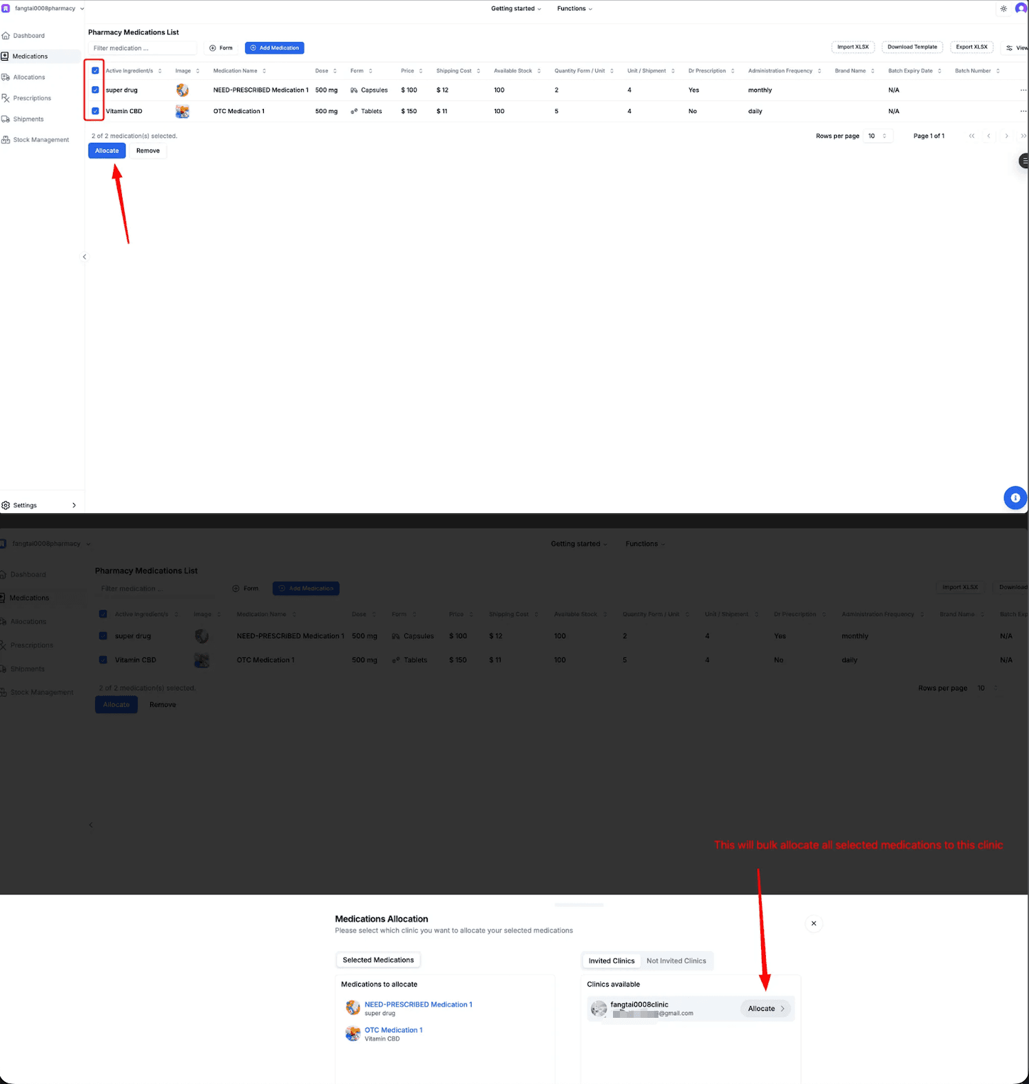 Bulk Allocate to Clinic